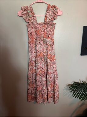 5 for $20! Pink Floral Smocked Sundress with Ruffle Straps
